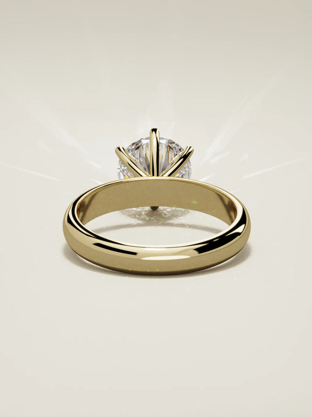 The Fina round lab-grown diamond solitaire in 14K yellow gold, back view