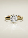 The Fina round lab-grown diamond solitaire in 14K yellow gold, front view