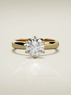 The Fina round lab-grown diamond solitaire in 14K yellow gold, front view