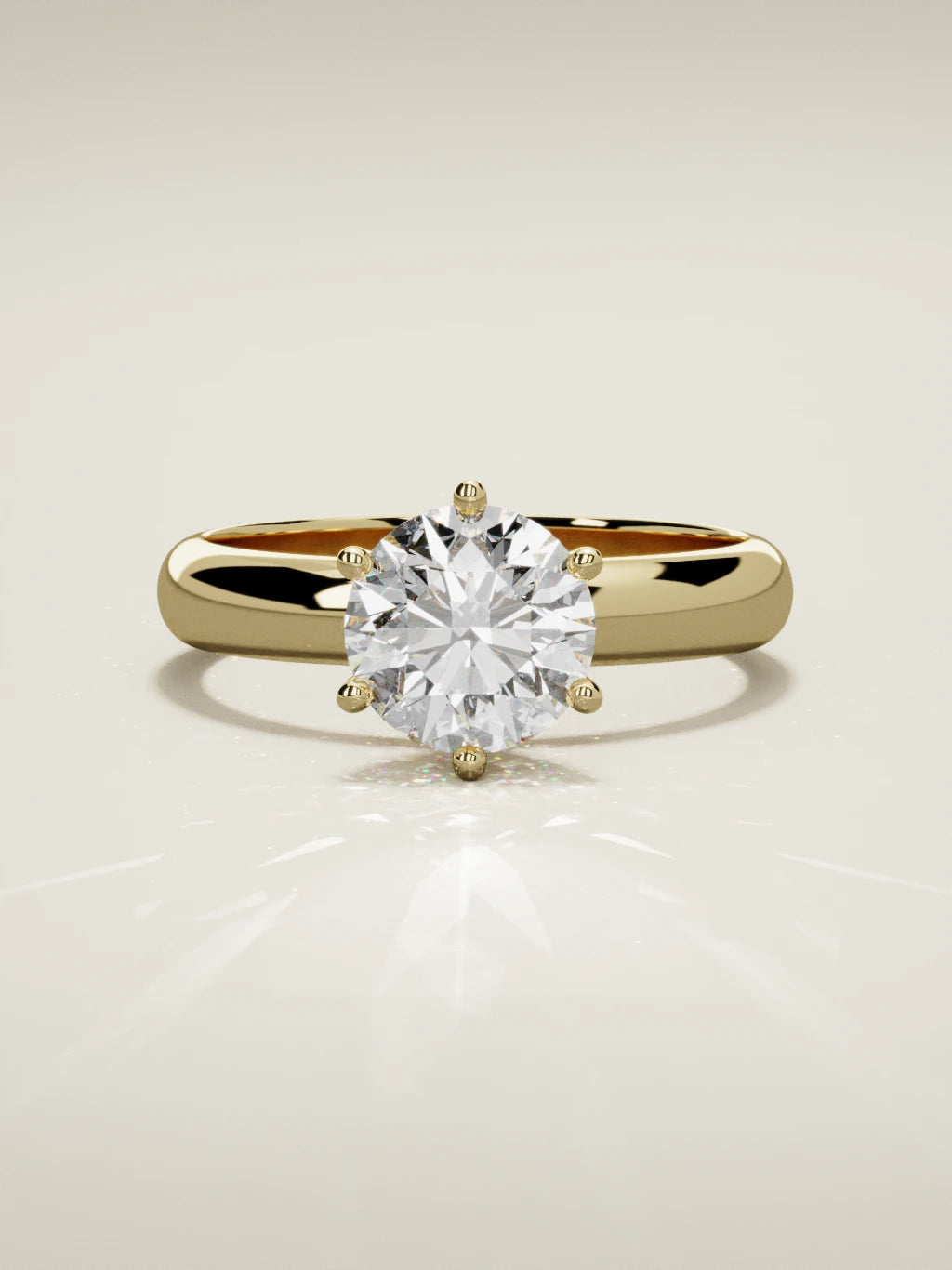The Fina round lab-grown diamond solitaire in 14K yellow gold, front view