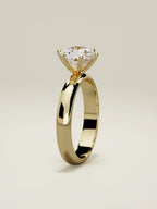 The Fina round lab-grown diamond solitaire in 14K yellow gold, standing front view