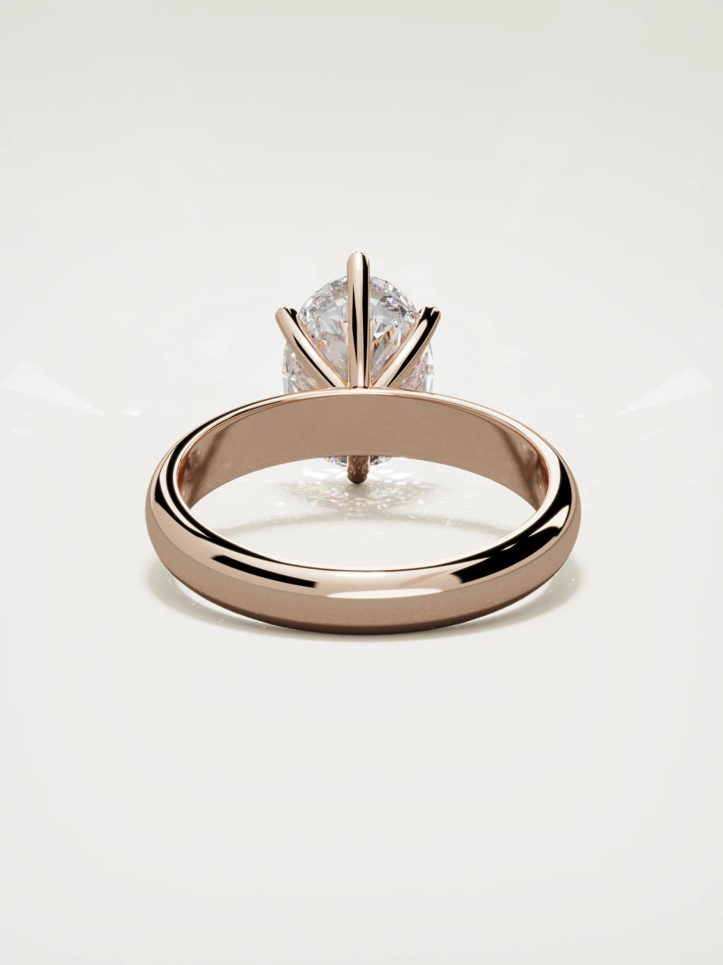 The Fina oval lab-grown diamond solitaire in 14K rose gold, back view
