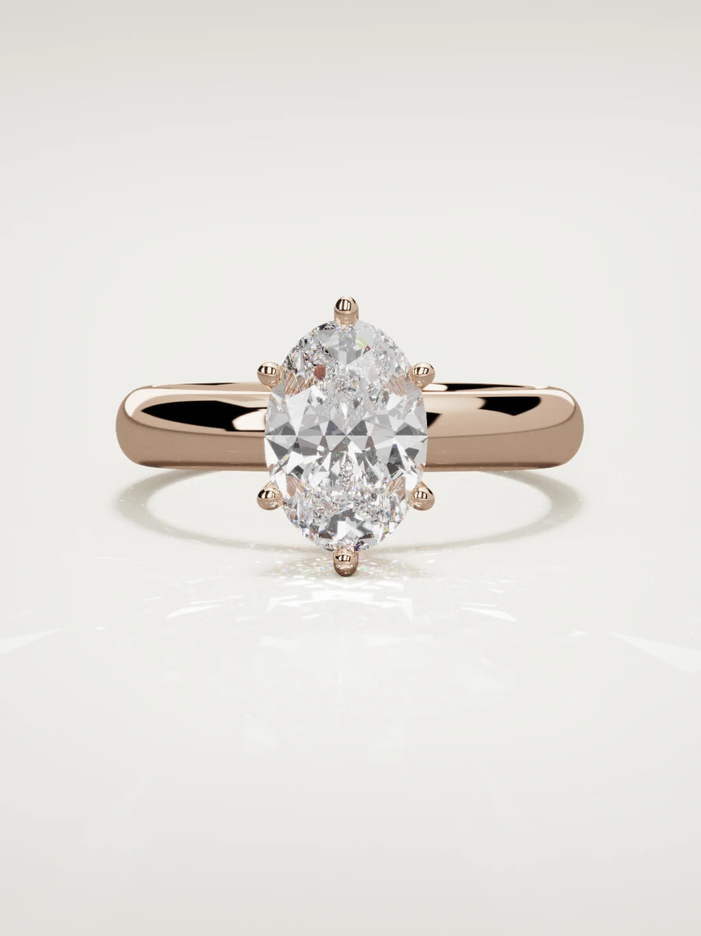 The Fina oval lab-grown diamond solitaire in 14K rose gold, front view