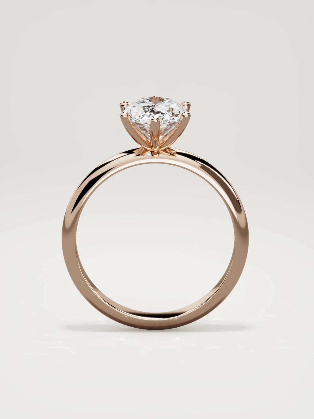 The Fina oval lab-grown diamond solitaire in 14K rose gold, standing front view