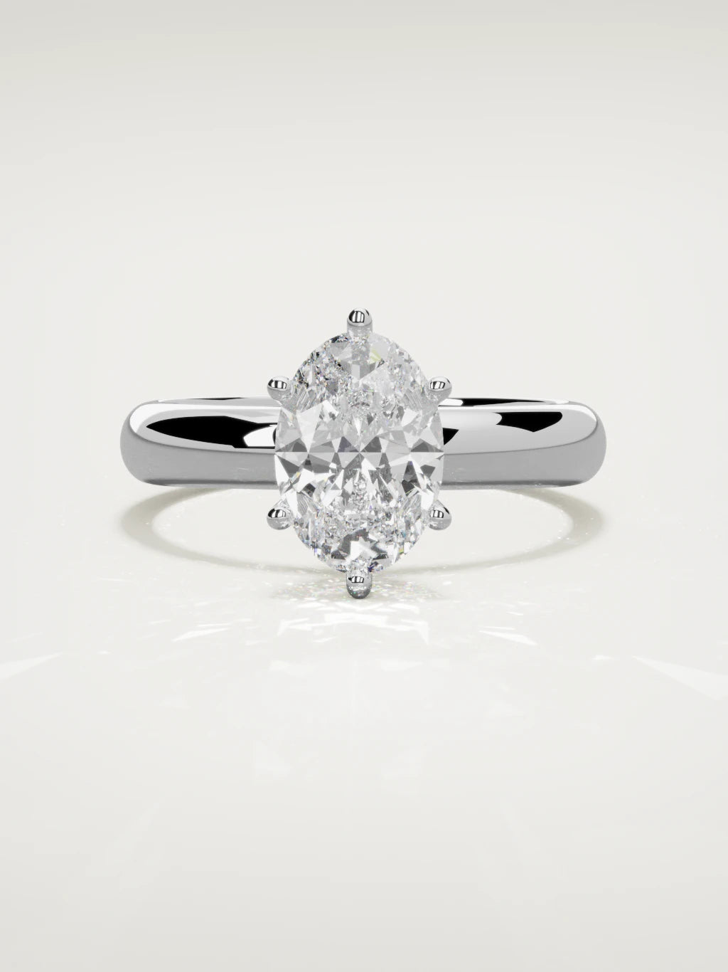 The Fina oval lab-grown diamond solitaire in 14K white gold, front view