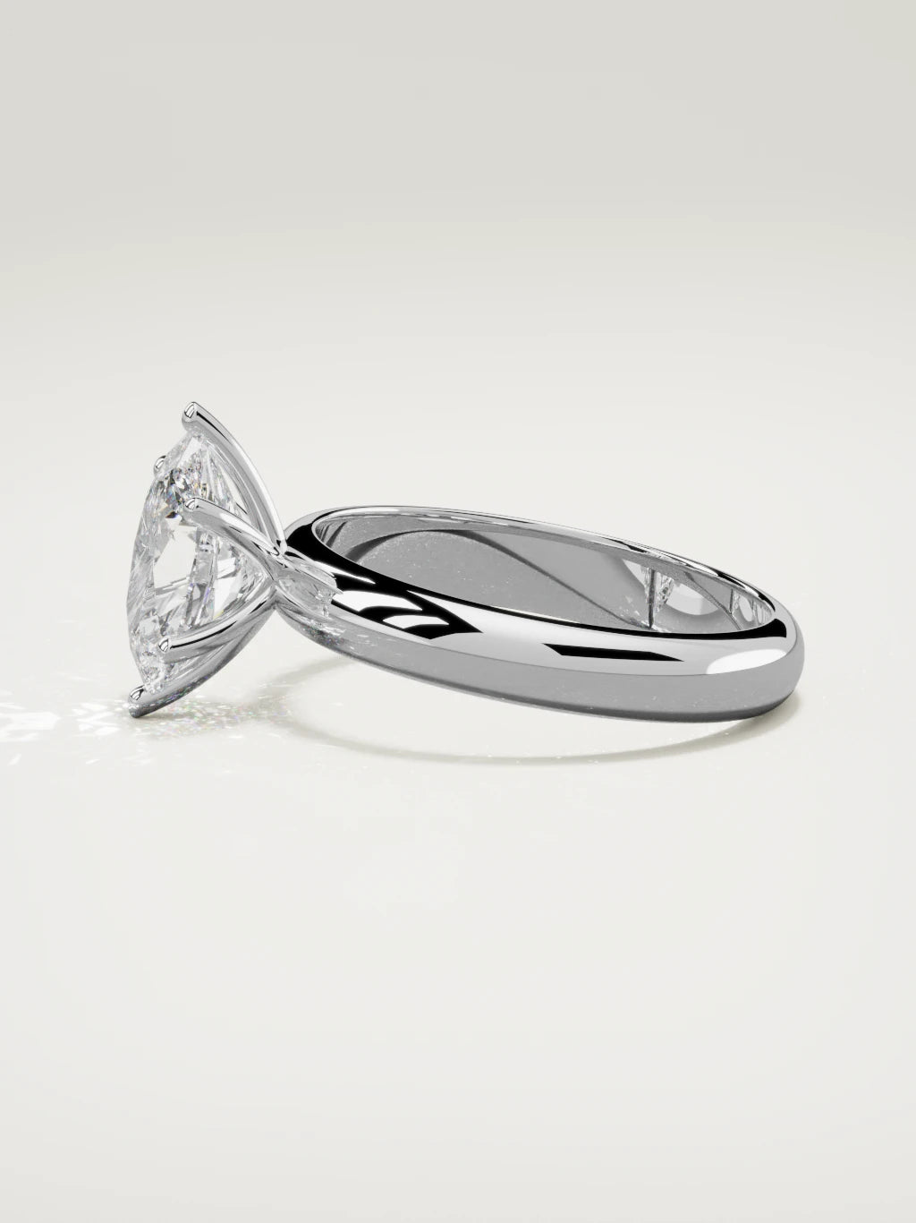 The Fina oval lab-grown diamond solitaire in 14K white gold, side view