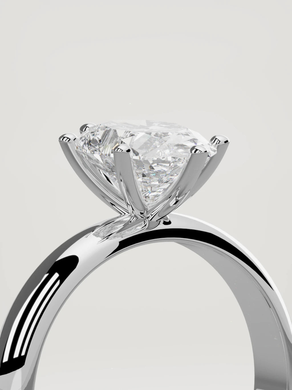 The Fina oval lab-grown diamond solitaire in 14K white gold, standing three-quarter view
