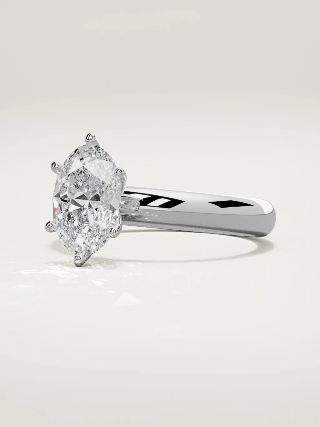 The Fina oval lab-grown diamond solitaire in 14K white gold, three-quarter view