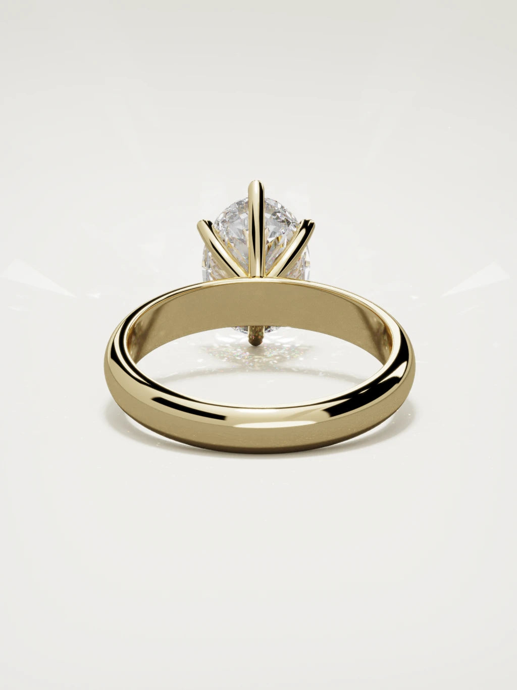 The Fina oval lab-grown diamond solitaire in 14K yellow gold, back view