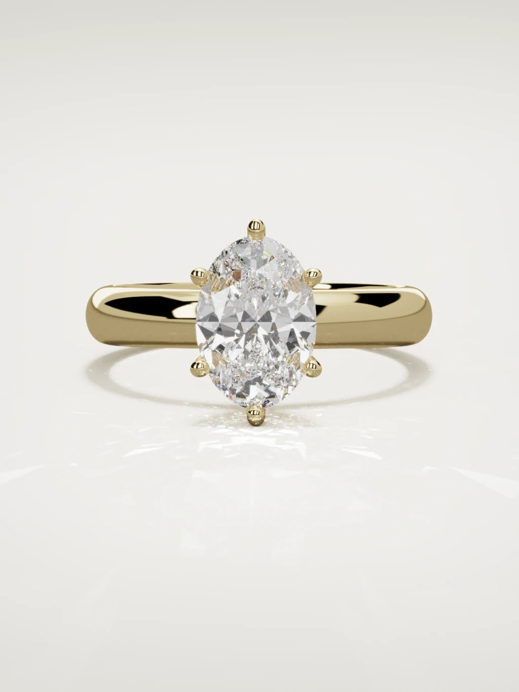 The Fina oval lab-grown diamond solitaire in 14K yellow gold, front view