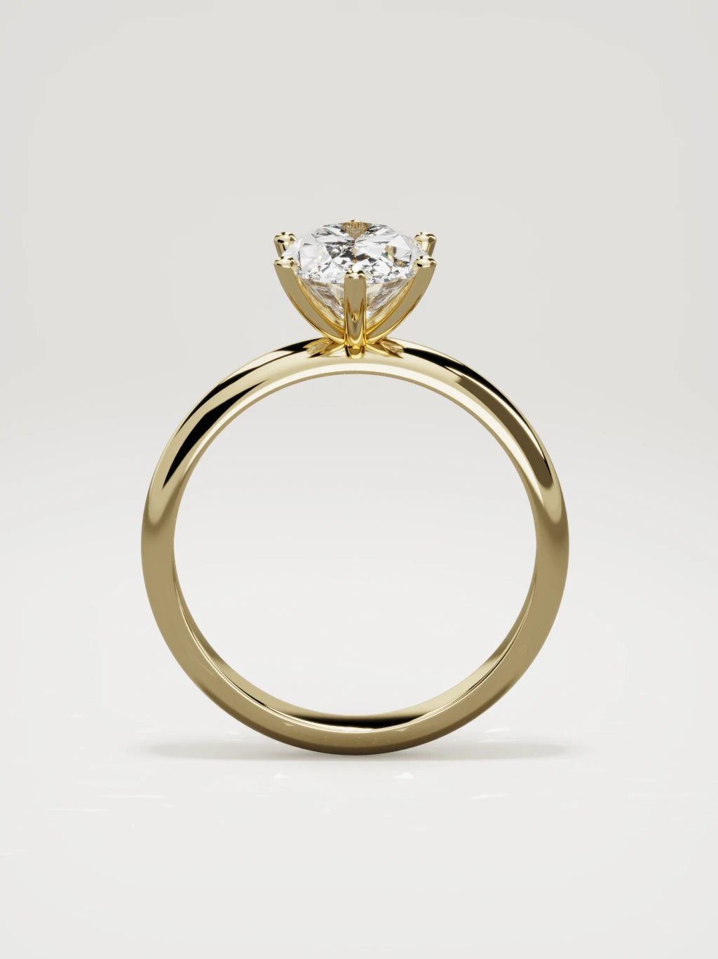 The Fina oval lab-grown diamond solitaire in 14K yellow gold, standing front view