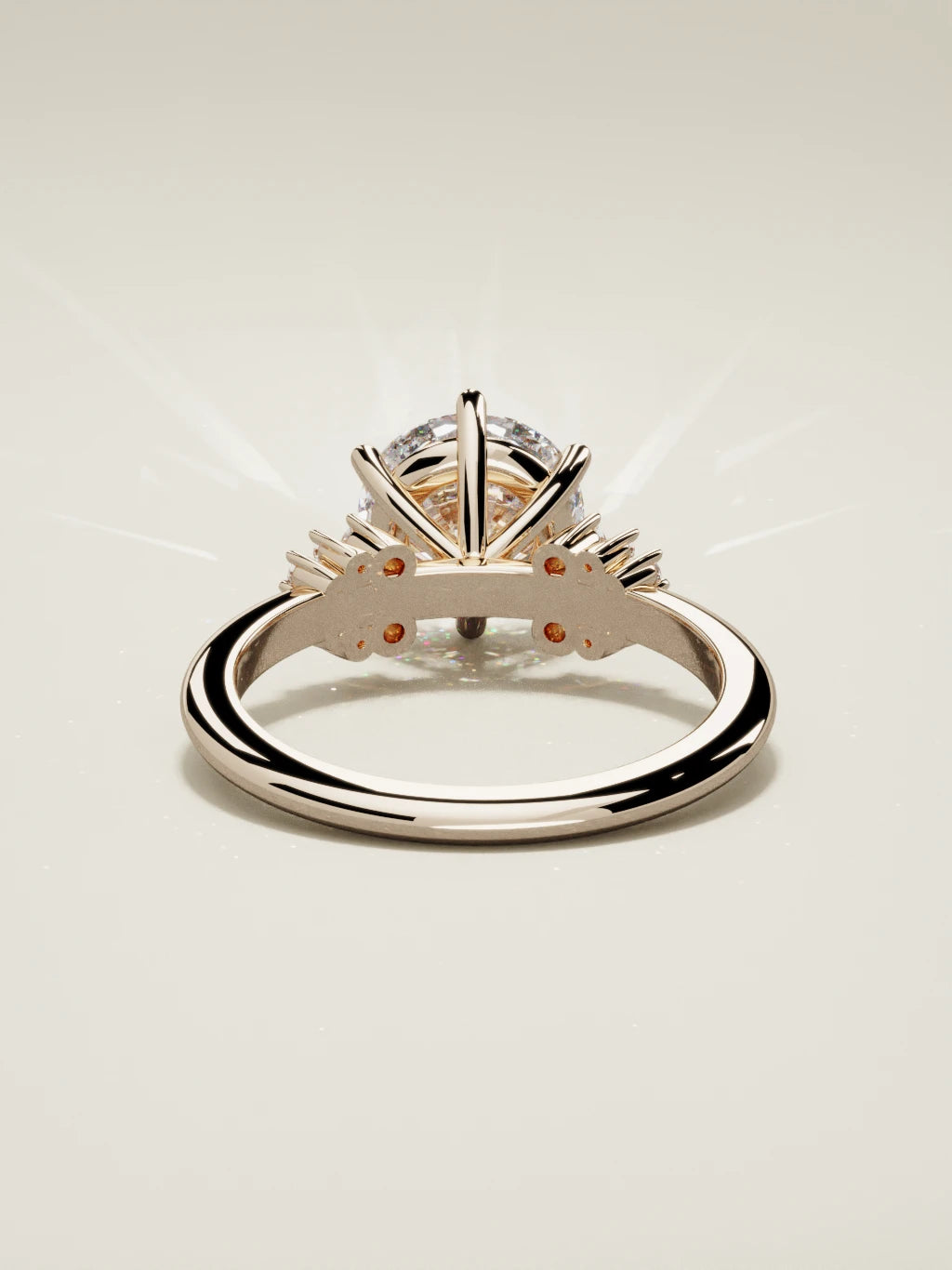 The Flora round lab-grown diamond solitaire in 14K rose gold, back view