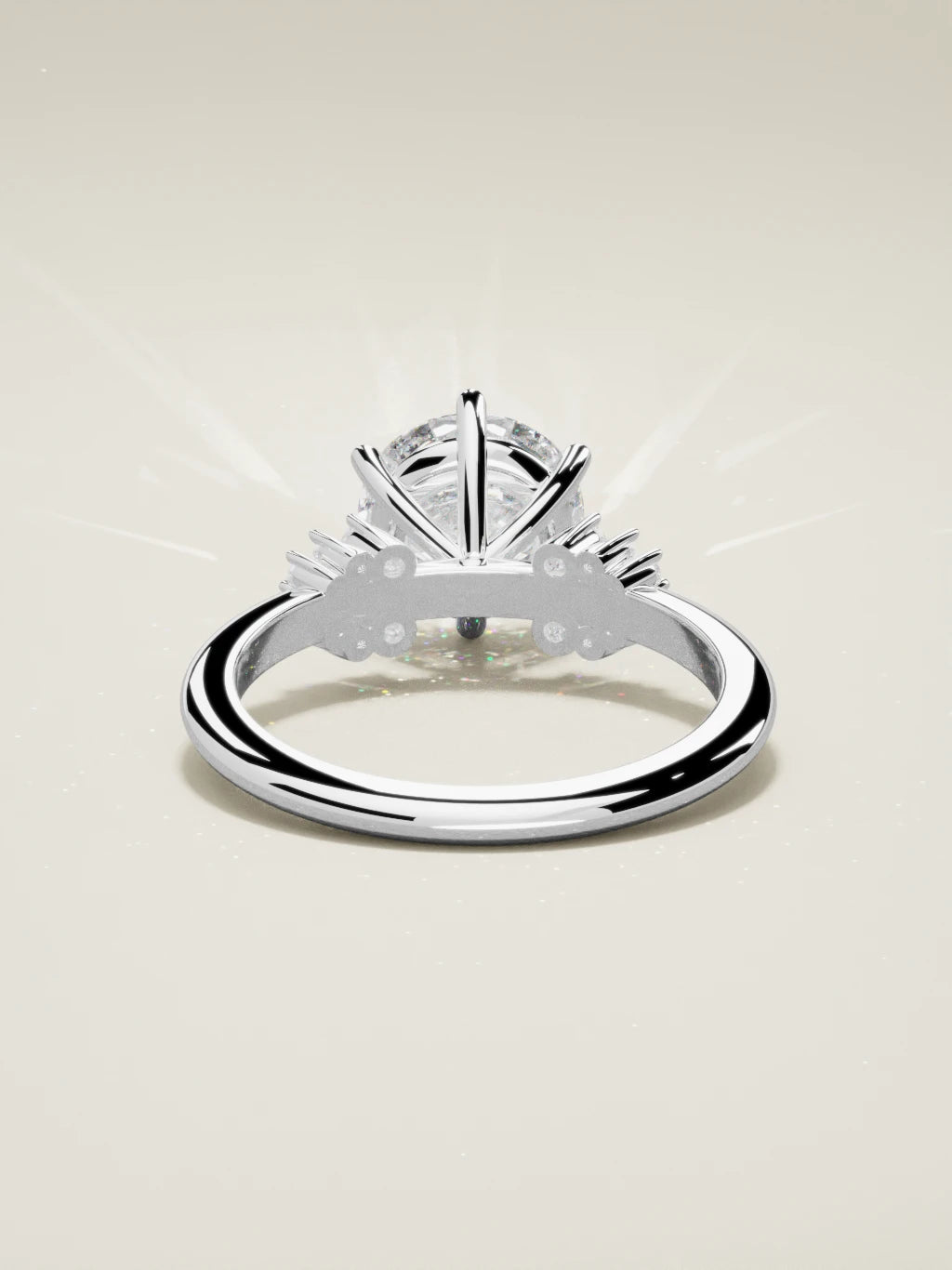 The Flora round lab-grown diamond solitaire in 14K white gold, back view