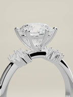The Flora round lab-grown diamond solitaire in 14K white gold, standing three-quarter view