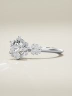 The Flora round lab-grown diamond solitaire in 14K white gold, three-quarter view