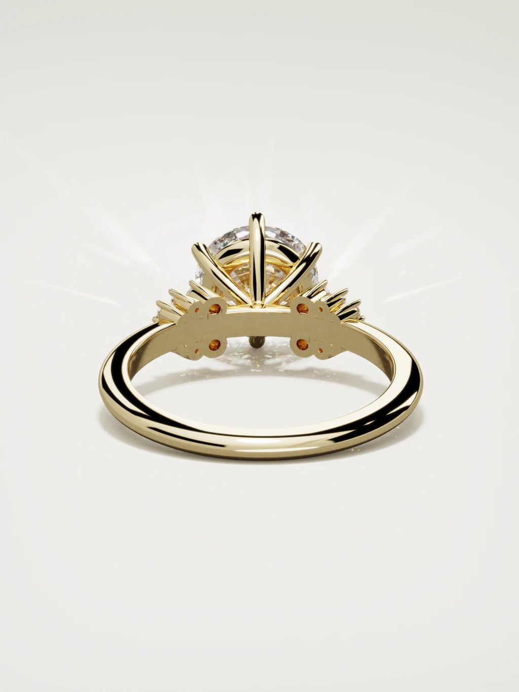 The Flora round lab-grown diamond solitaire in 14K yellow gold, back view