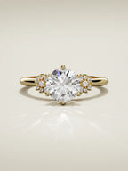 The Flora round lab-grown diamond solitaire in 14K yellow gold, front view