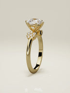 The Flora round lab-grown diamond solitaire in 14K yellow gold, standing front view
