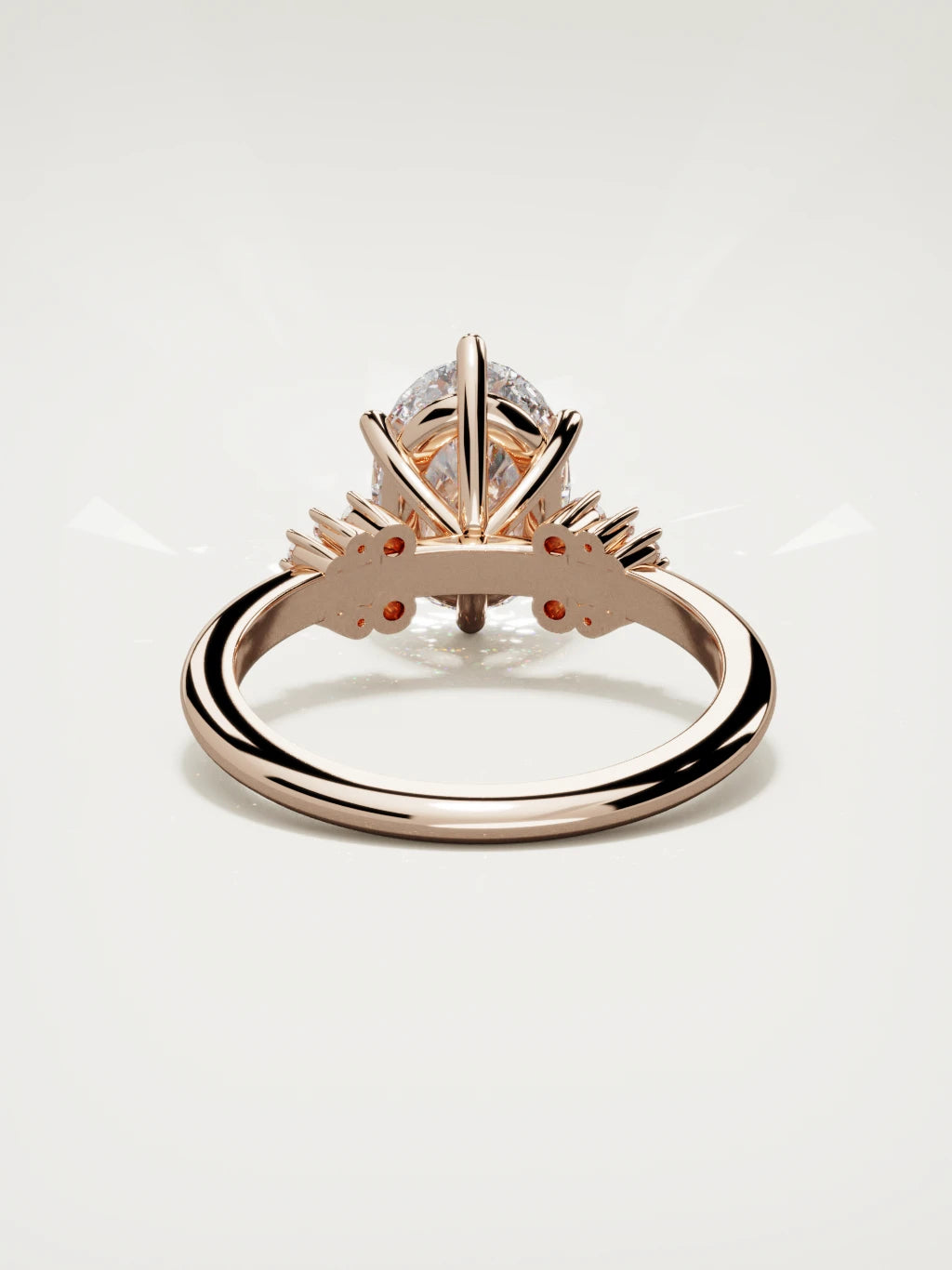 The Flora oval lab-grown diamond solitaire in 14K rose gold, back view