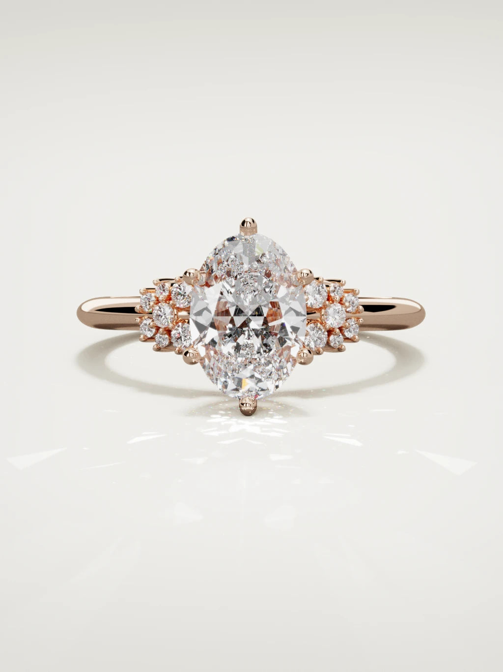 The Flora oval lab-grown diamond solitaire in 14K rose gold, front view