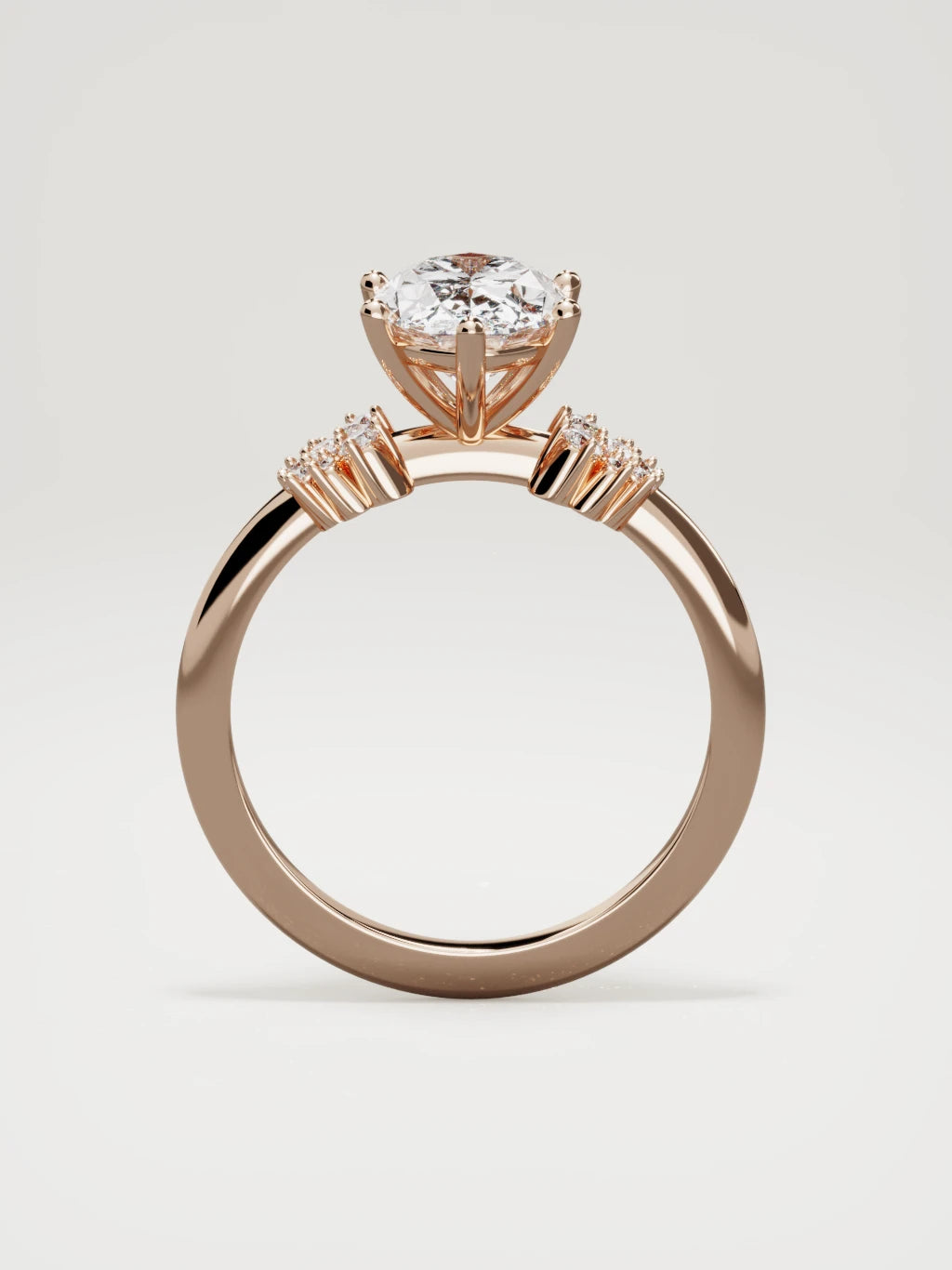 The Flora oval lab-grown diamond solitaire in 14K rose gold, standing front view