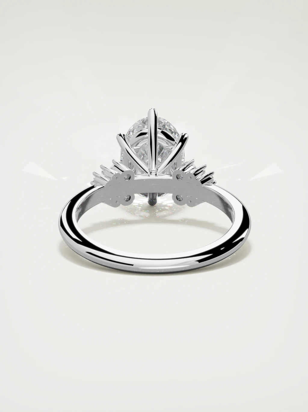 The Flora oval lab-grown diamond solitaire in 14K white gold, back view