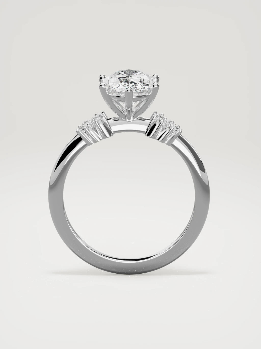 The Flora oval lab-grown diamond solitaire in 14K white gold, standing front view