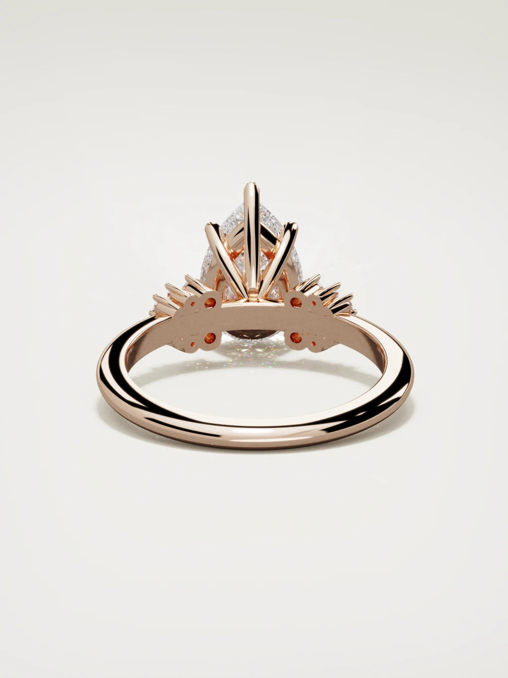 The Flora pear-shaped lab-grown diamond solitaire in 14K rose gold, back view
