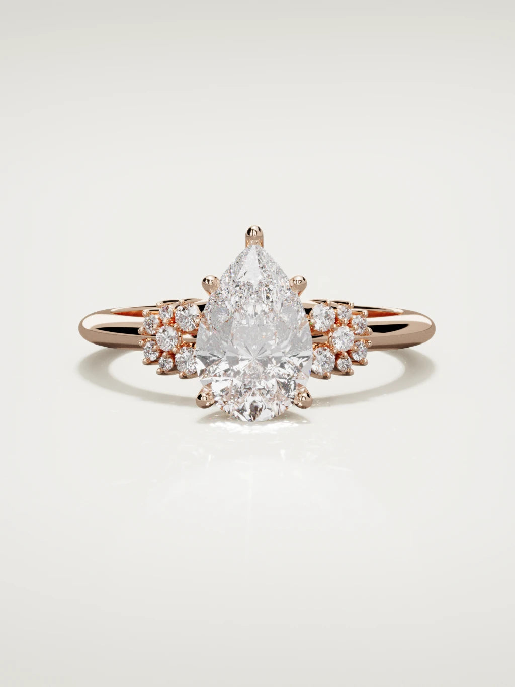 The Flora pear-shaped lab-grown diamond solitaire in 14K rose gold, front view