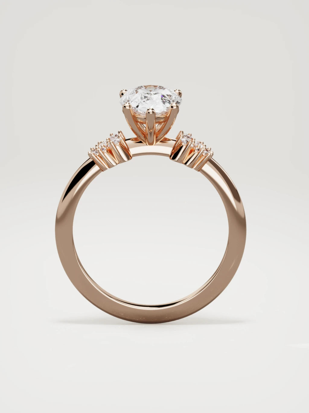The Flora pear-shaped lab-grown diamond solitaire in 14K rose gold, standing front view