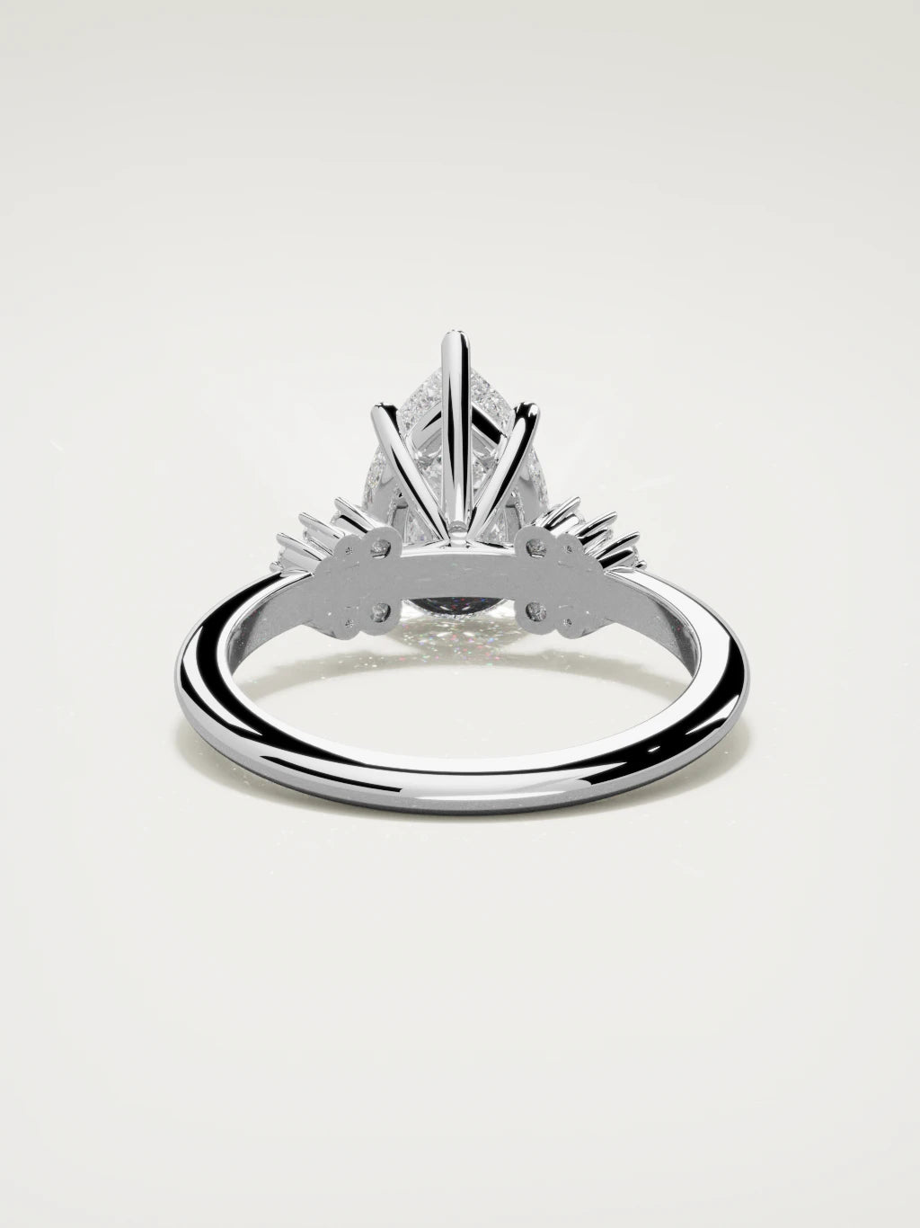 The Flora pear-shaped lab-grown diamond solitaire in 14K white gold, back view