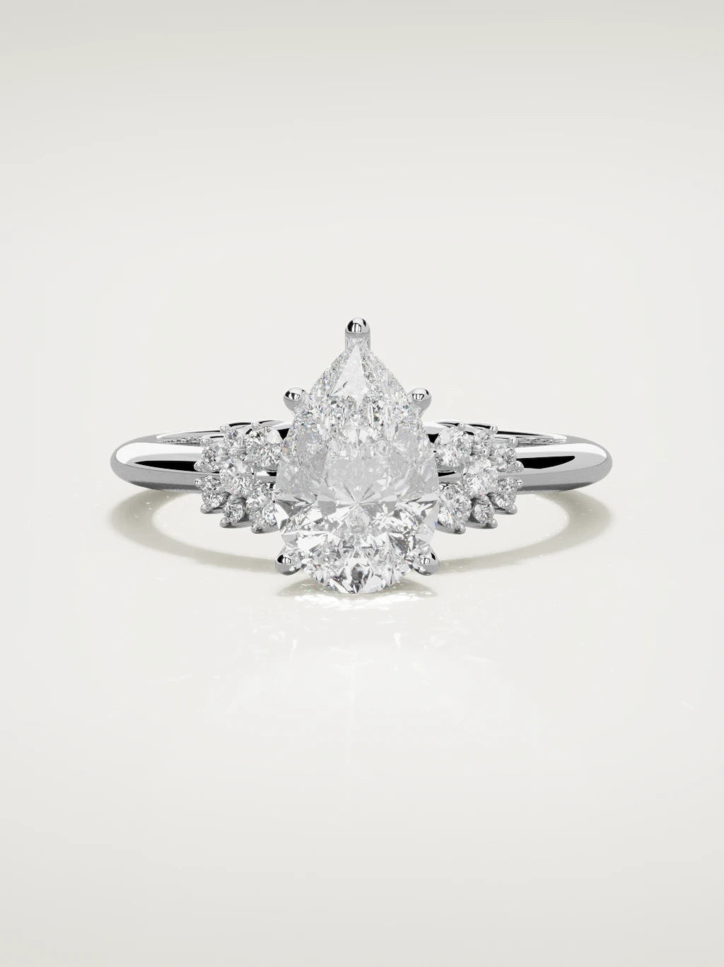 The Flora pear-shaped lab-grown diamond solitaire in 14K white gold, front view