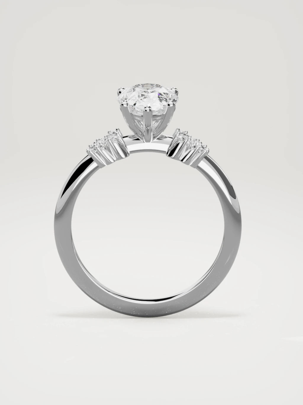 The Flora pear-shaped lab-grown diamond solitaire in 14K white gold, standing front view