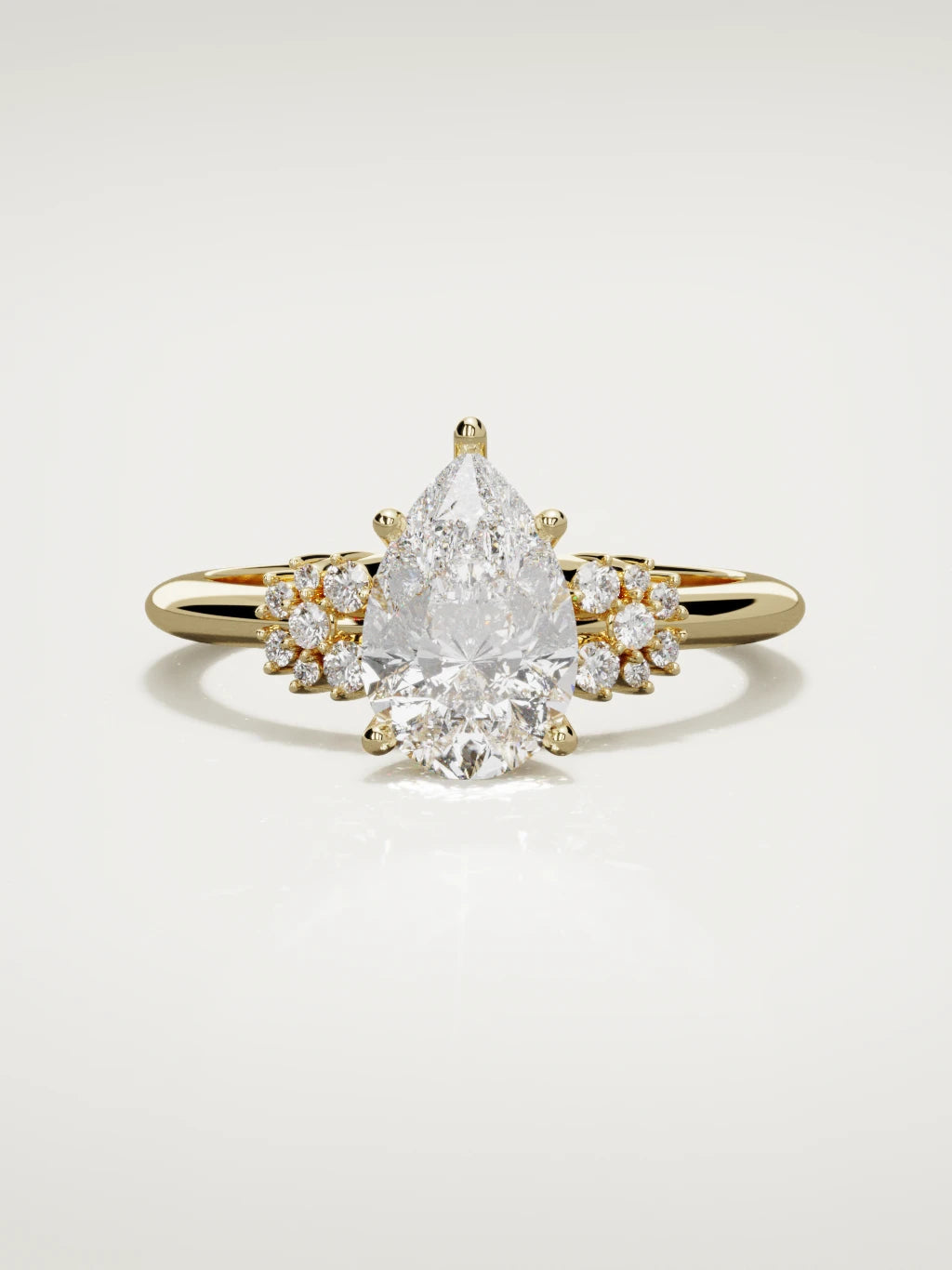 The Flora pear-shaped lab-grown diamond solitaire in 14K yellow gold, front view