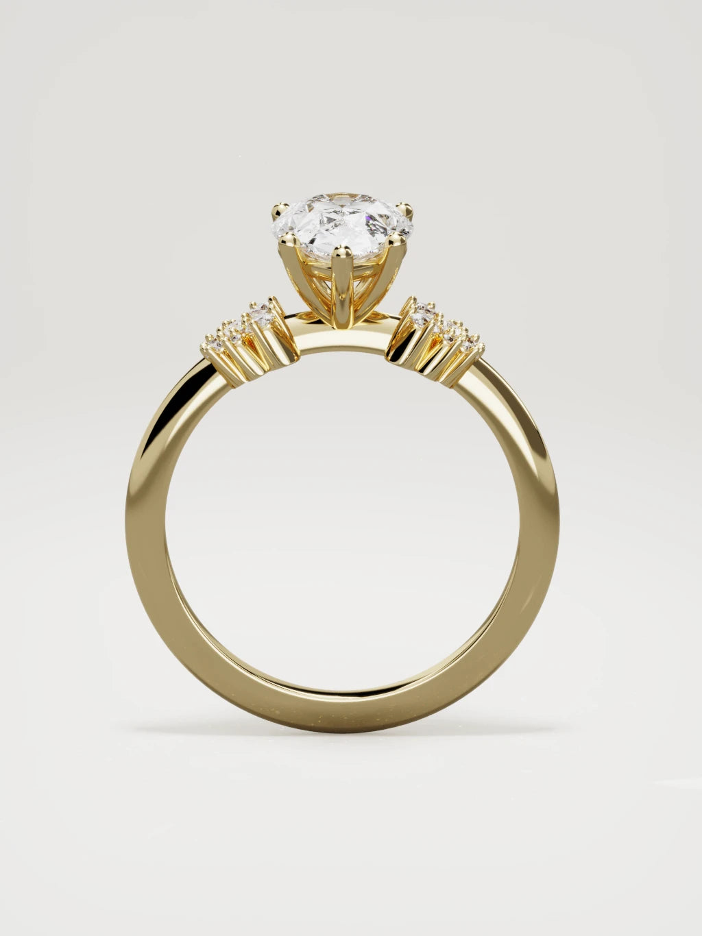 The Flora pear-shaped lab-grown diamond solitaire in 14K yellow gold, standing front view