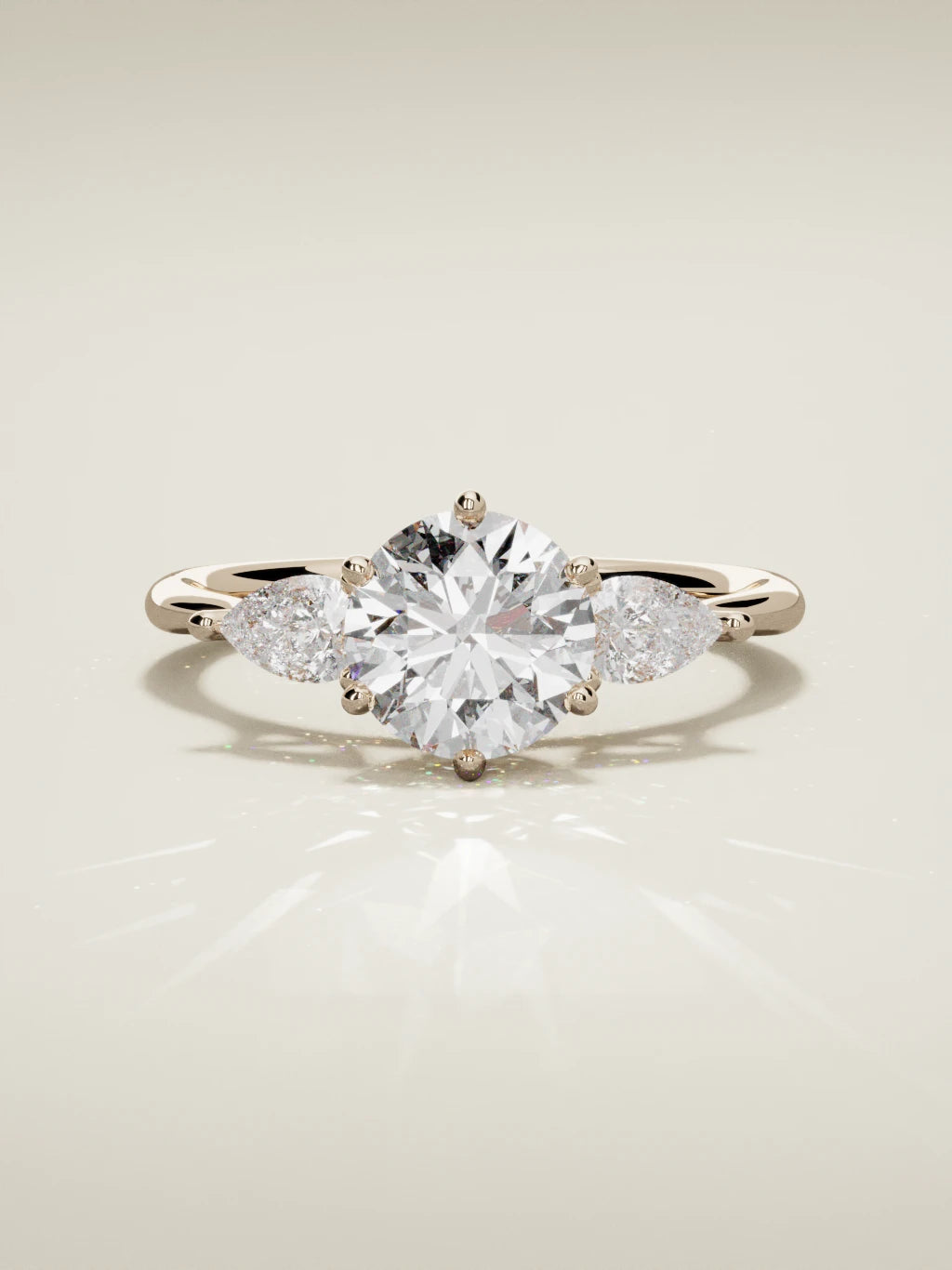 The Gala, solitario con diamante redondo de laboratorio en oro rosa 14K, vista frontal