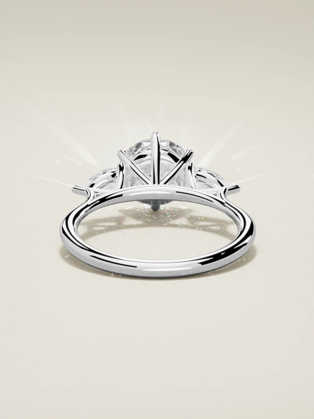 The Gala, solitario con diamante redondo de laboratorio en oro blanco 14K, vista trasera