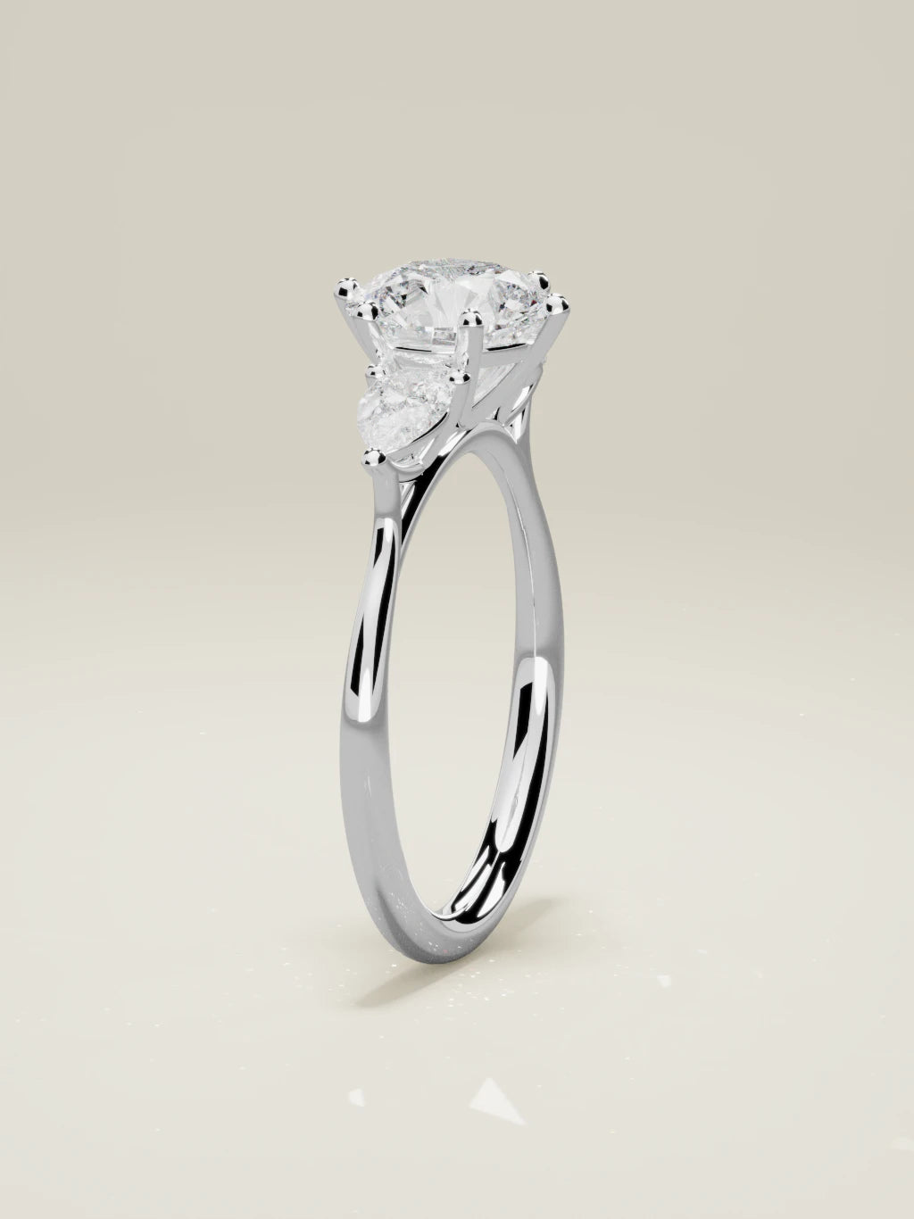 The Gala, solitario con diamante redondo de laboratorio en oro blanco 14K, de pie, vista frontal