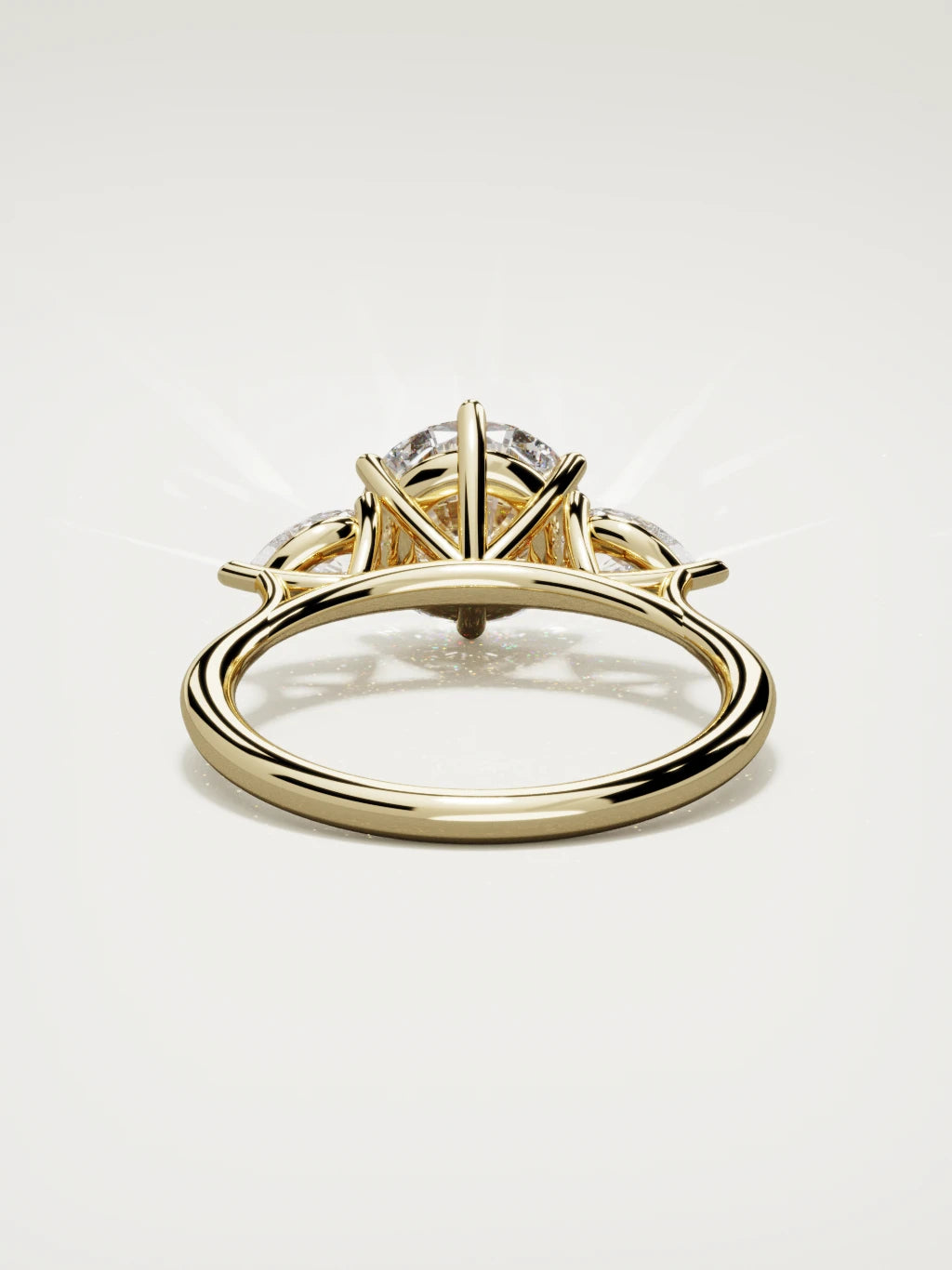 The Gala round lab-grown diamond solitaire in 14K yellow gold, back view