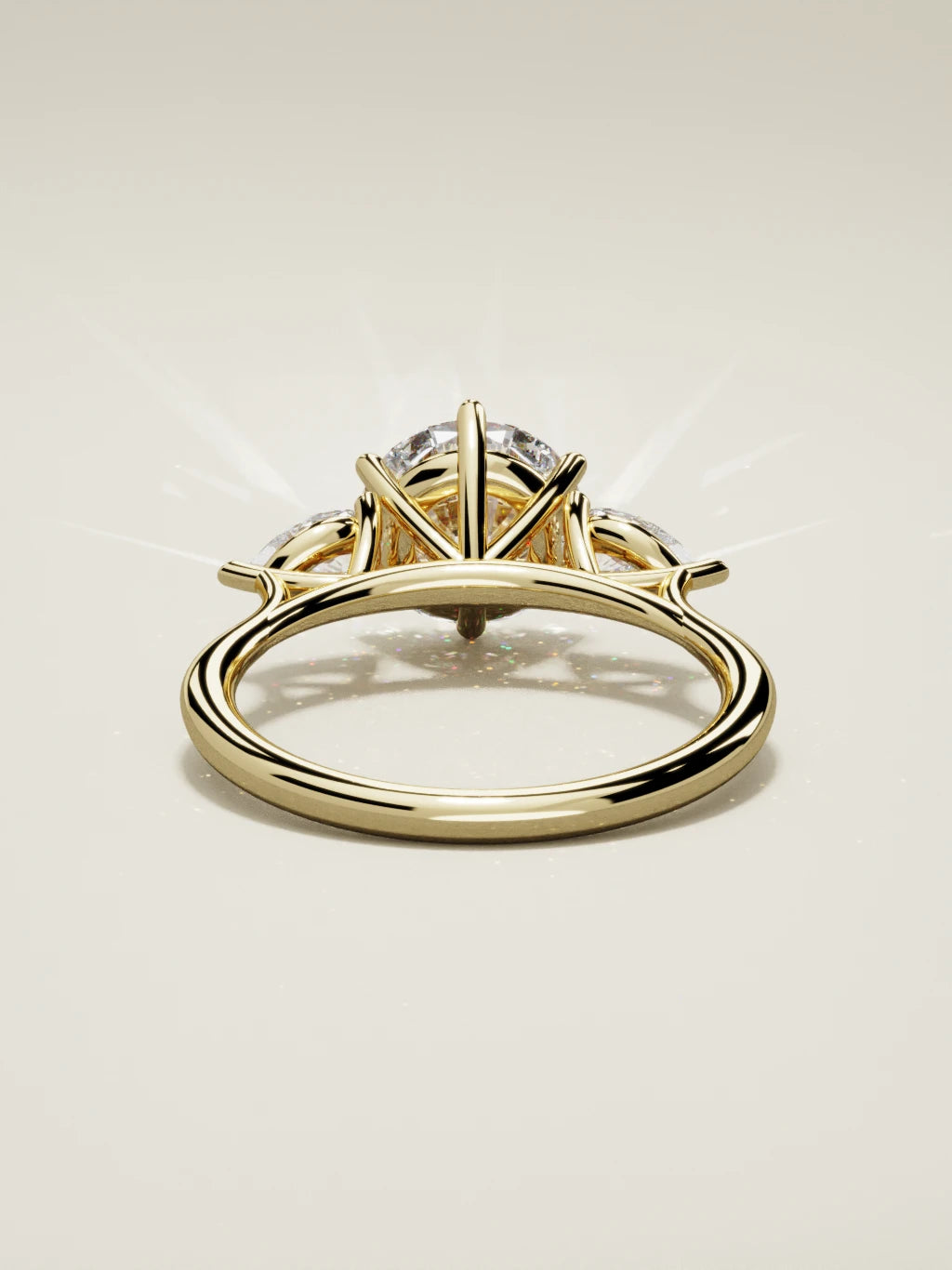 The Gala round lab-grown diamond solitaire in 14K yellow gold, back view