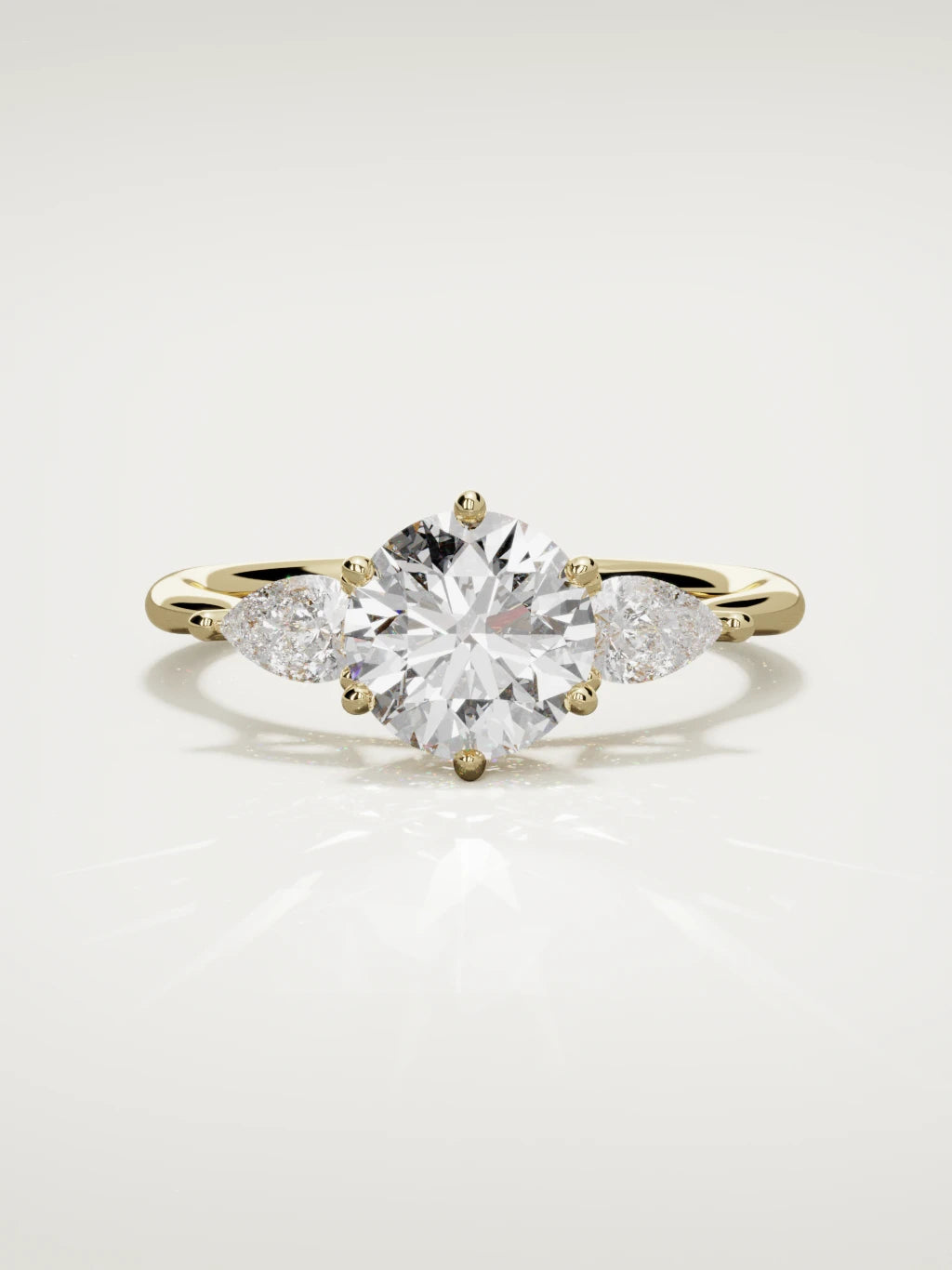 The Gala round lab-grown diamond solitaire in 14K yellow gold, front view
