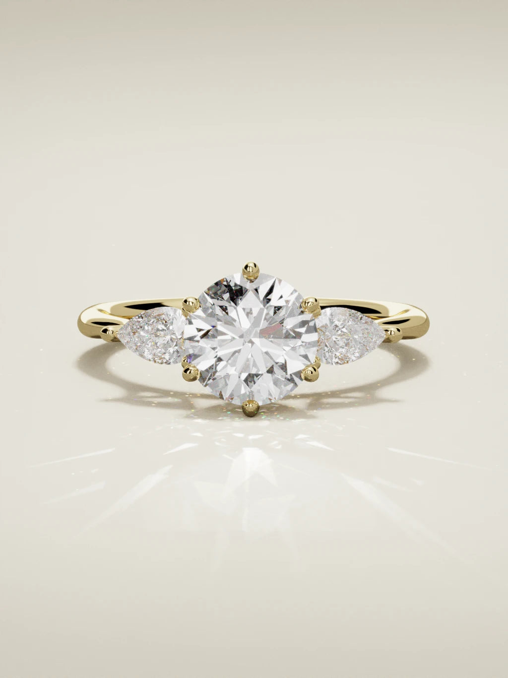 The Gala round lab-grown diamond solitaire in 14K yellow gold, front view