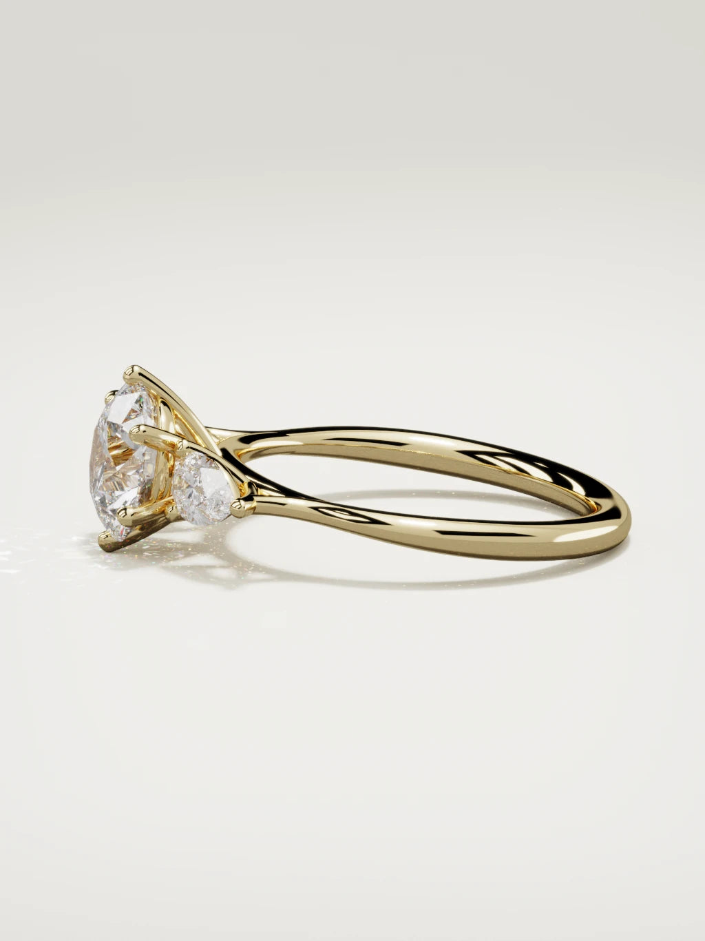 The Gala round lab-grown diamond solitaire in 14K yellow gold, side view
