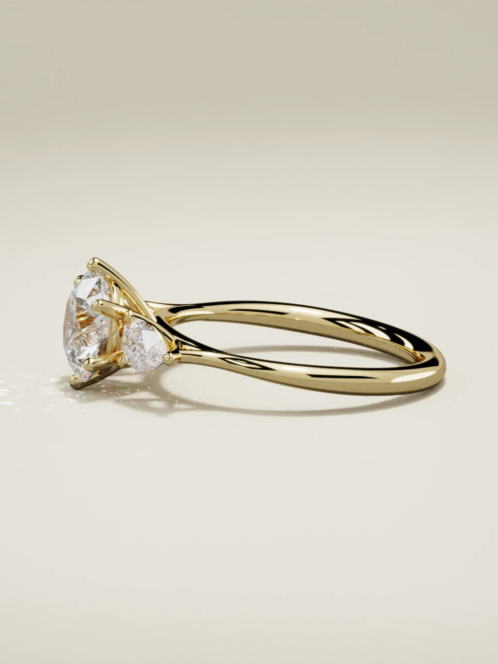 The Gala round lab-grown diamond solitaire in 14K yellow gold, side view
