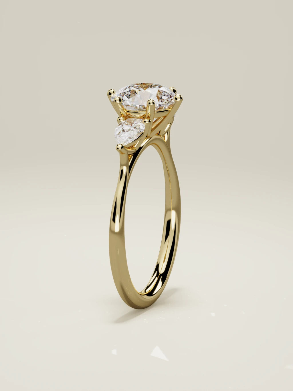 The Gala, solitario con diamante redondo de laboratorio en oro amarillo 14K, de pie, vista frontal