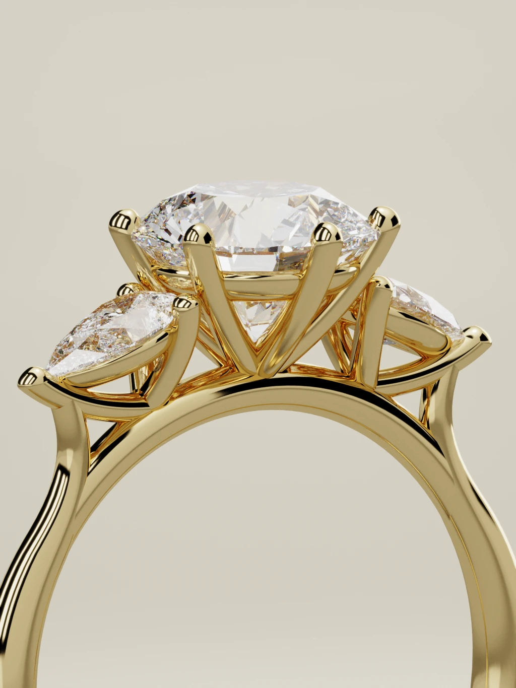 The Gala round lab-grown diamond solitaire in 14K yellow gold, standing three-quarter view