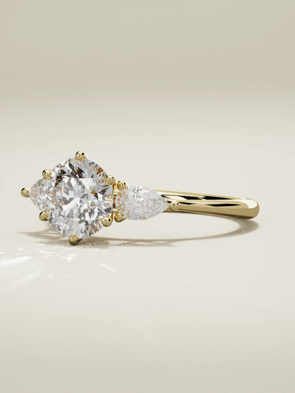 The Gala round lab-grown diamond solitaire in 14K yellow gold, three-quarter view