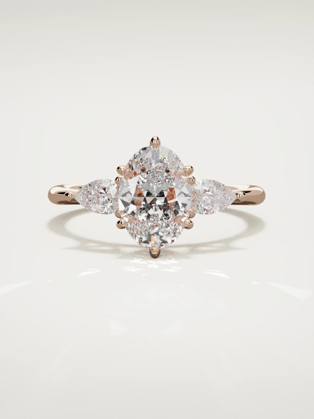 The Gala oval lab-grown diamond ring in 14K rose gold, front view