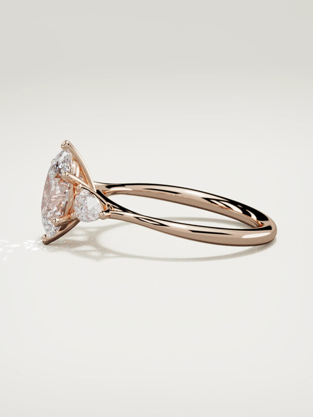 The Gala oval lab-grown diamond ring in 14K rose gold, side view