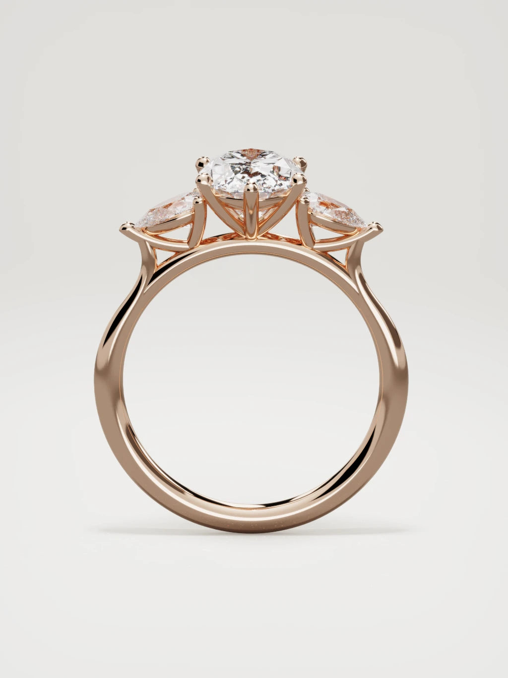 The Gala oval lab-grown diamond ring in 14K rose gold, standing front view